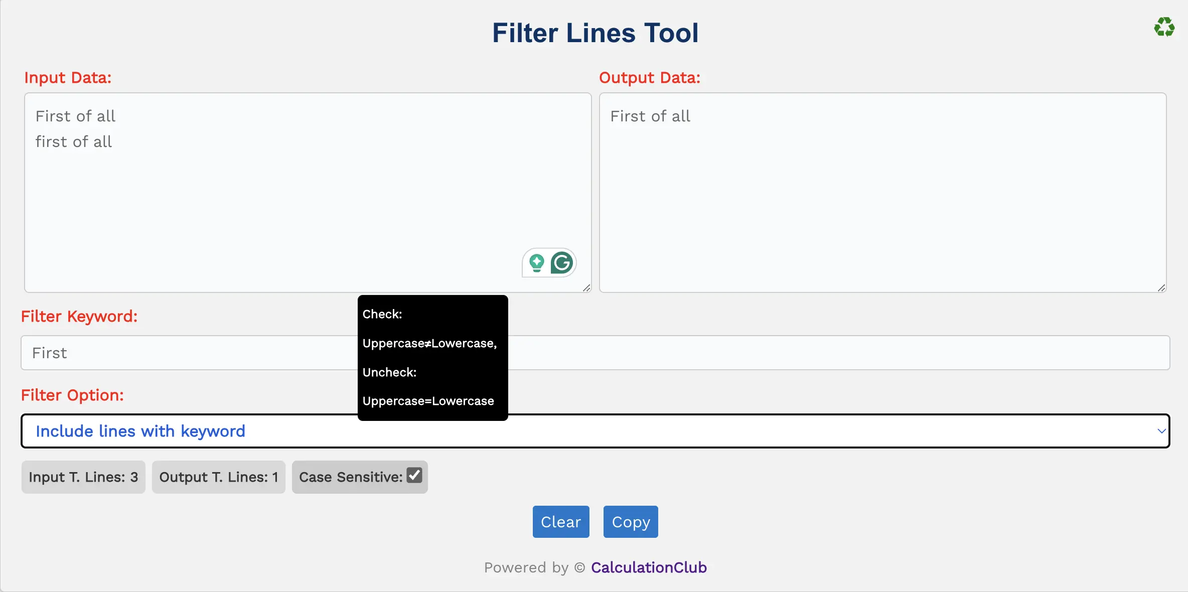 Filter Lines Tool
