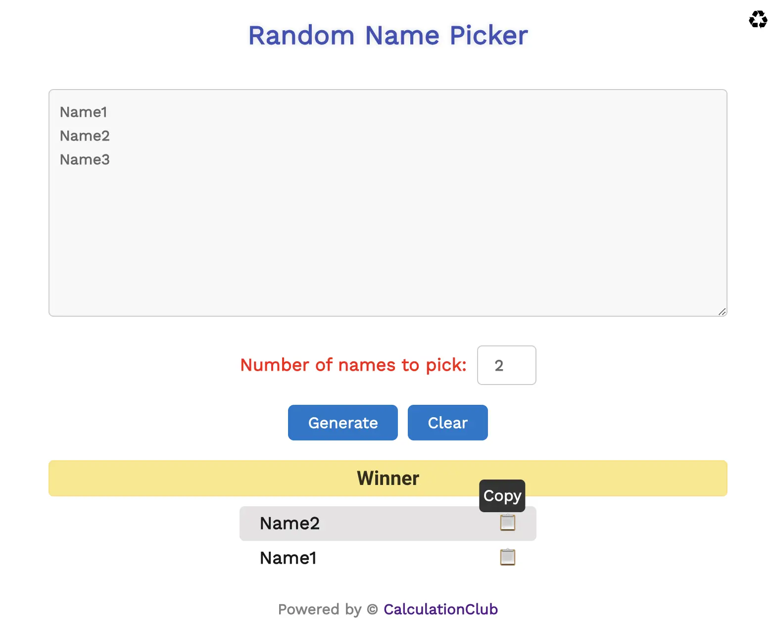 Random Name Picker 4 | CalculationClub