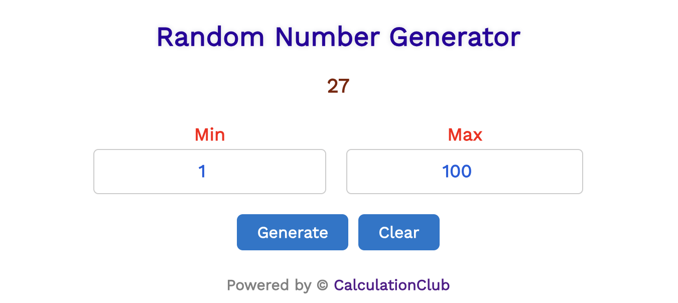 Random Number Generator 2 | CalculationClub
