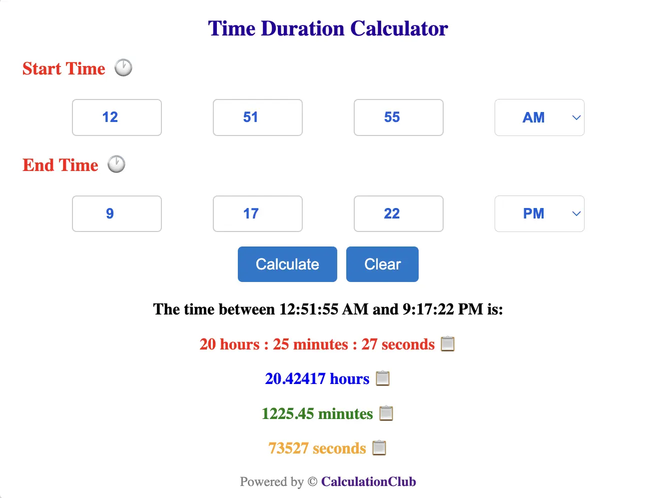 Time Duration Calculator 11