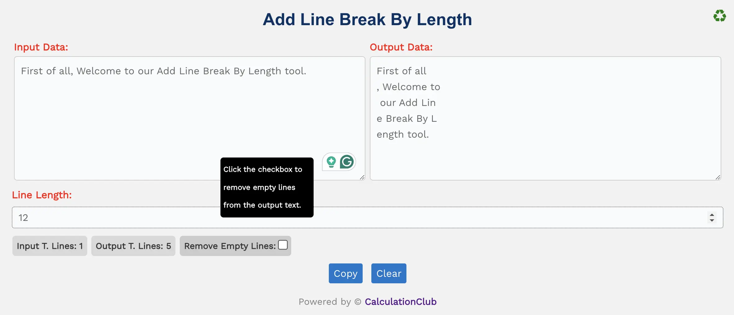 Add Line Break By Length | CalculationClub
