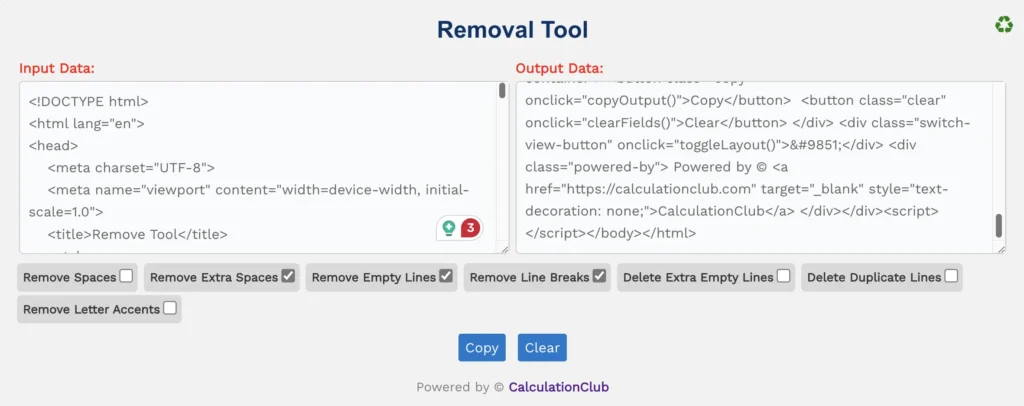 Removal Tool: Remove Spaces, Empty Lines, Duplicate Lines, Line Breaks, Letter Accent