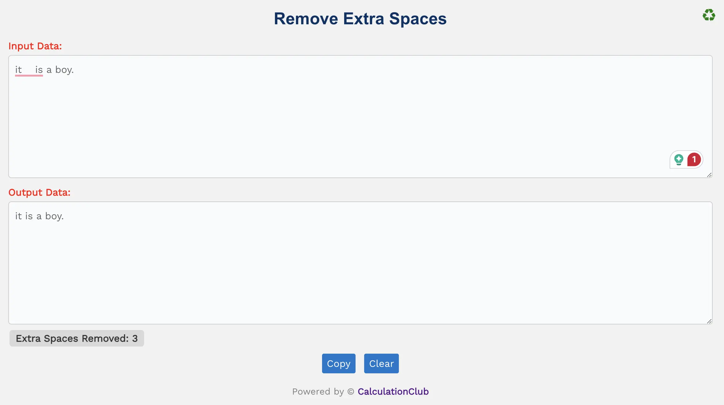 Remove Extra Spaces | CalculationClub