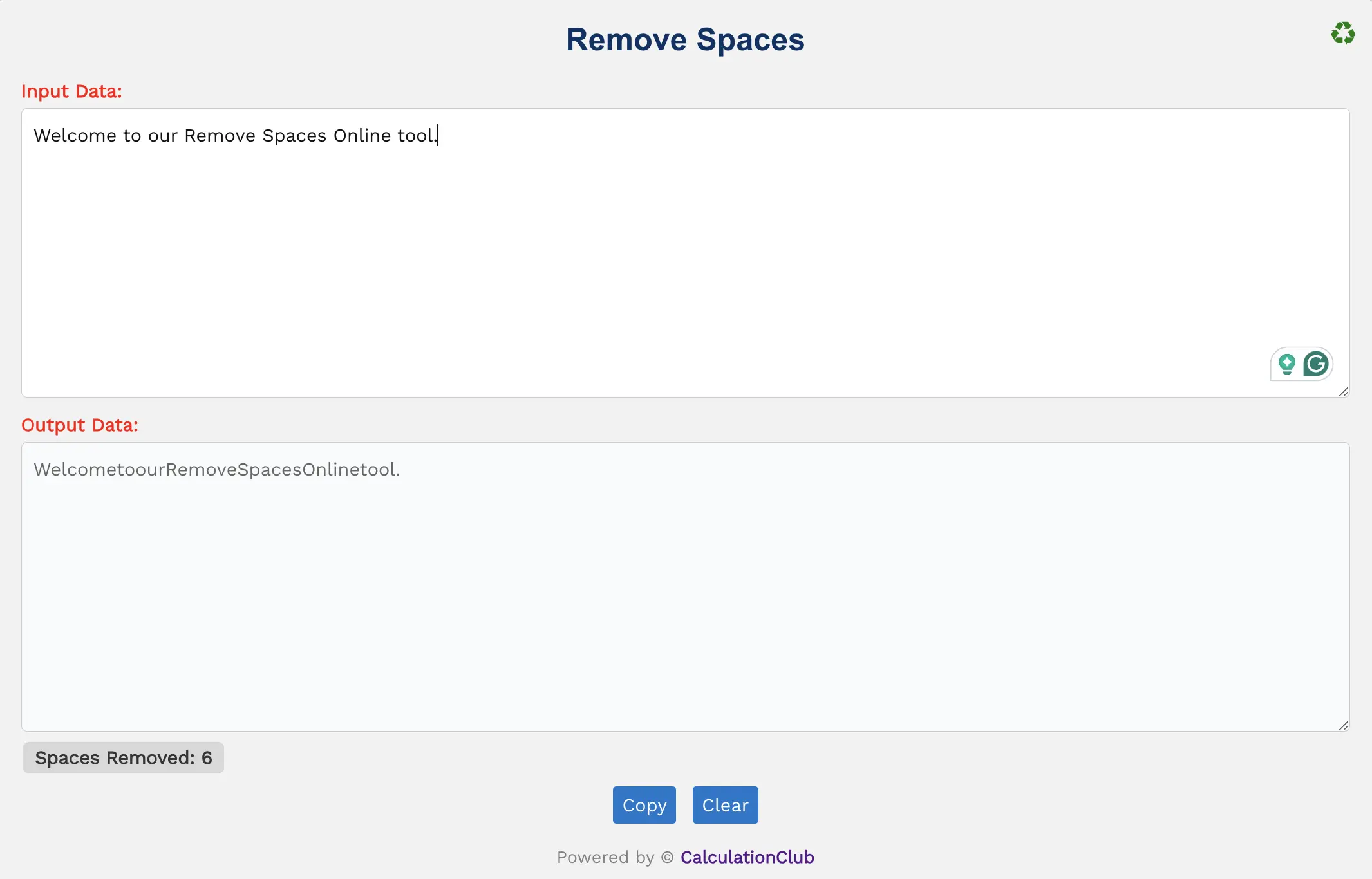 Remove Spaces Online | CalculationClub