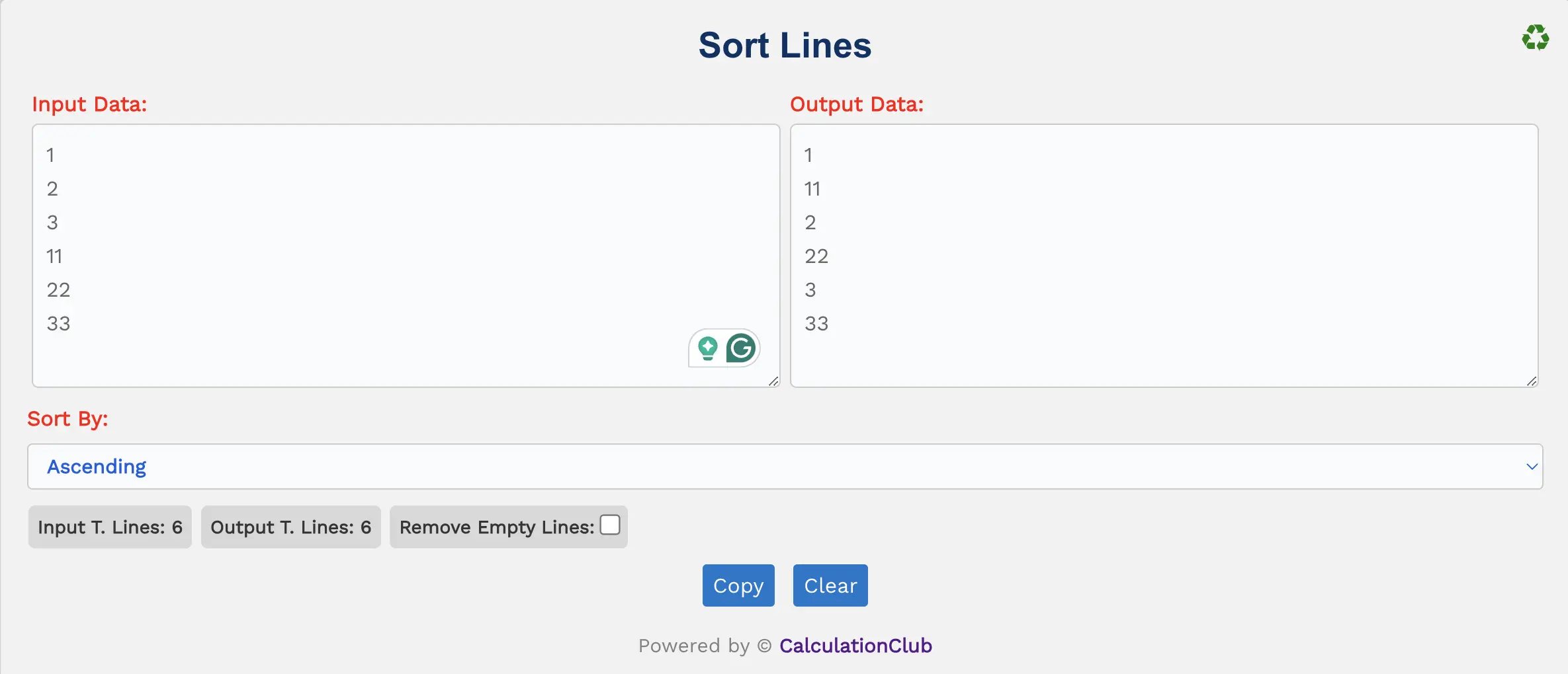 Sort Lines