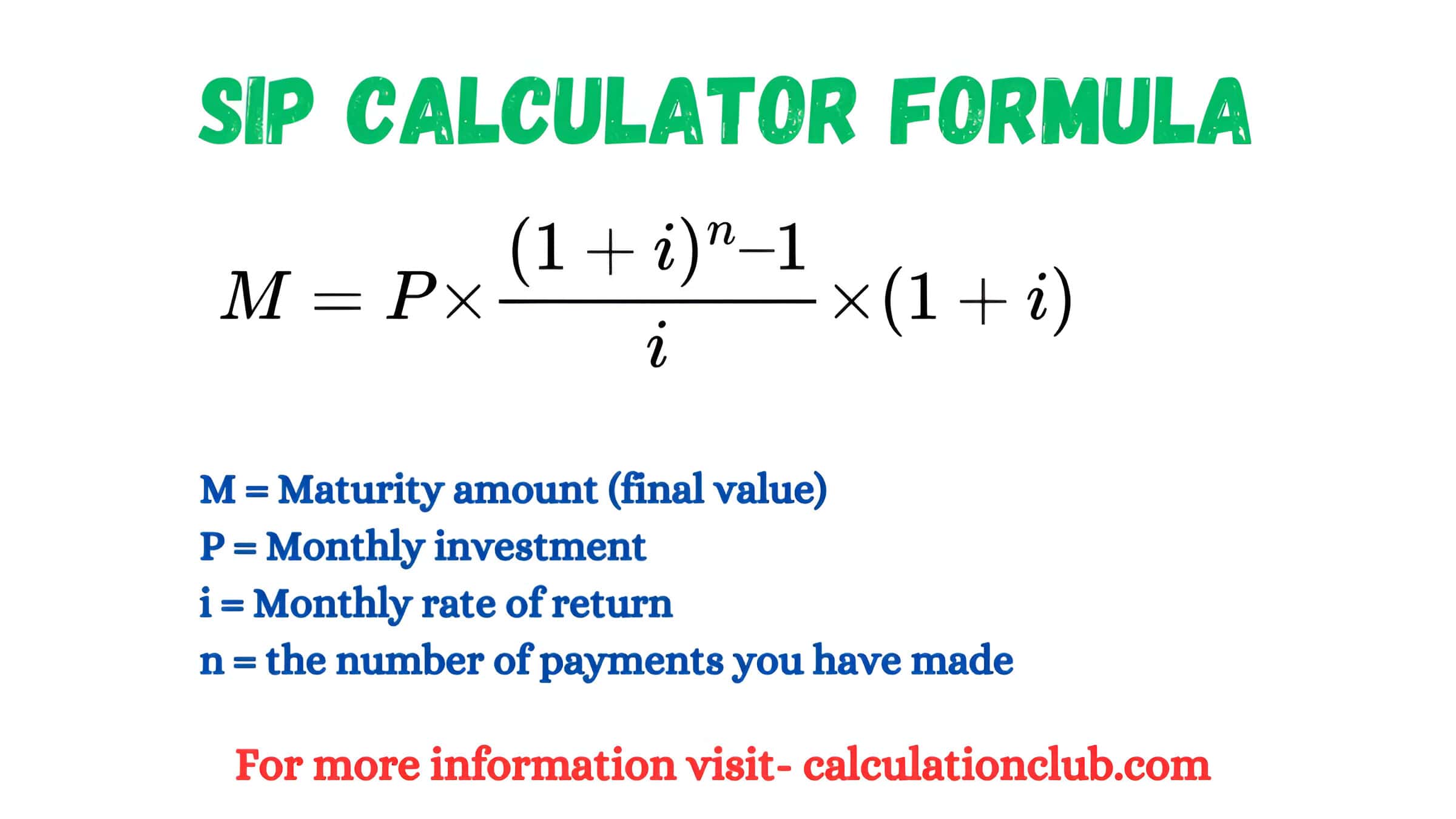 SIP Calculator FORMULA SIP Calculator – Systematic Investment Plan Calculator
