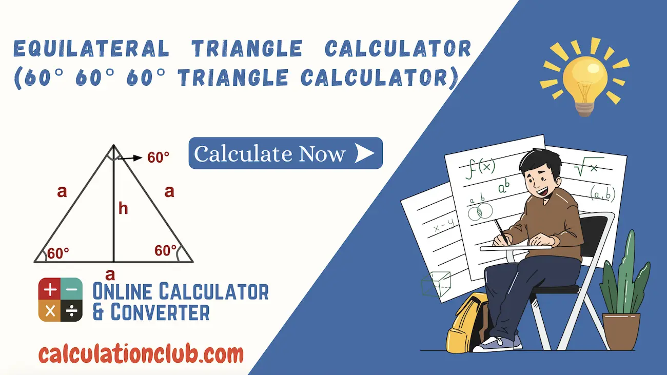 Equilateral Triangle Calculator (60° 60° 60° Triangle Calculator) Equilateral Triangle Calculator | 60 60 60 Triangle Calculator